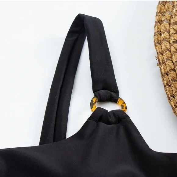 NWOT black monokini leopard rings - size XL - Picture 4 of 9